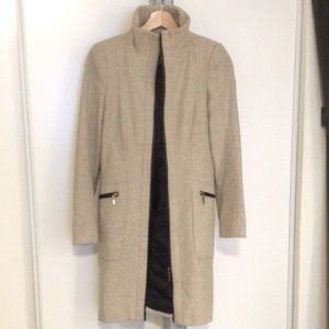 Zara Long Wool Blend Light Camel Zipper Coat XS
